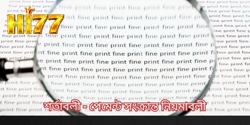 শর্তাবলী - পেমেন্ট সংক্রান্ত নিয়মাবলী